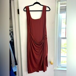 EXPRESS Orange Wrap Dress with Shapewear